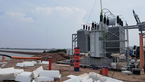 2025年8月16日，66千伏27500kVA油浸變壓器耐壓試驗現場